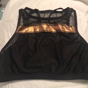 Lined black and gold yoga top